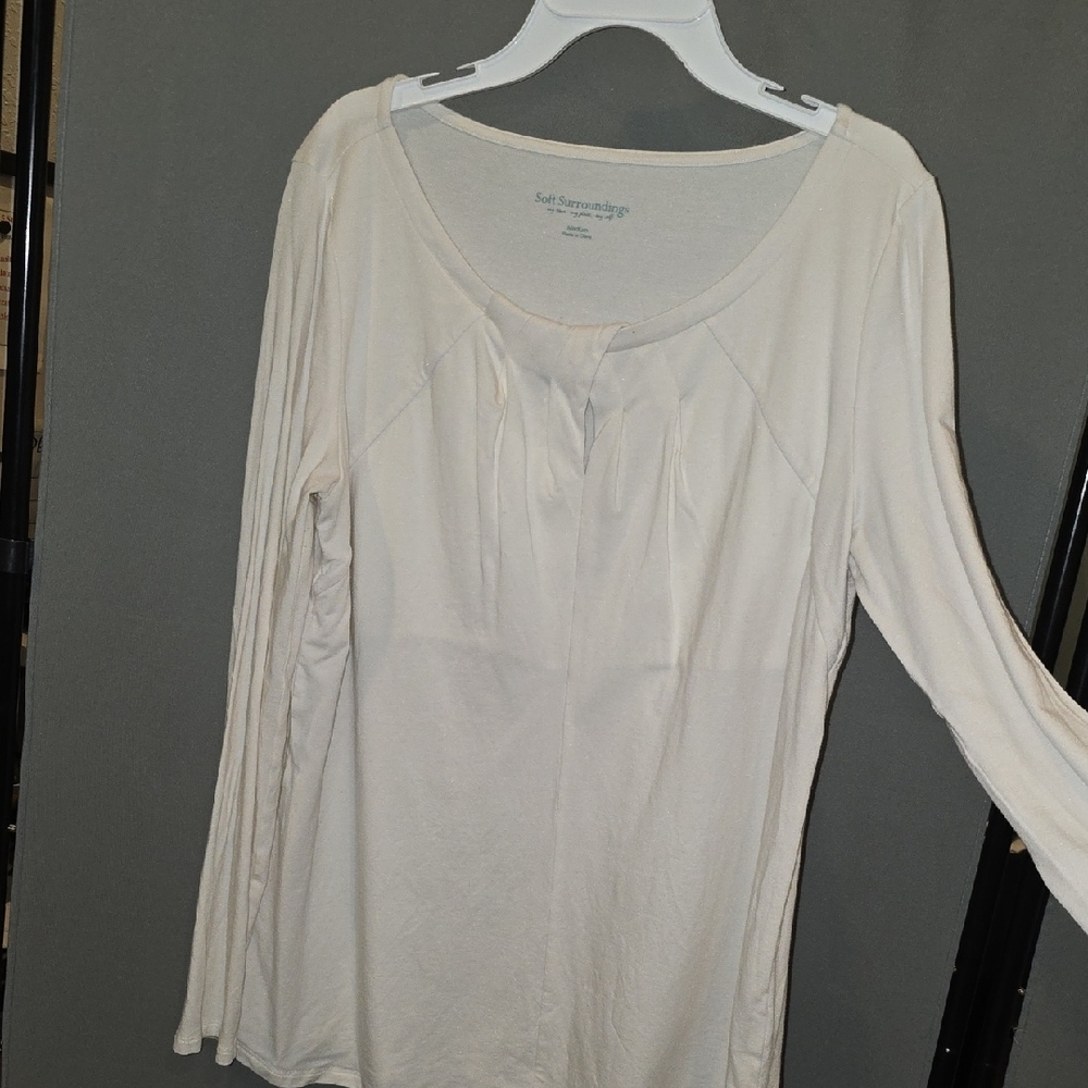 Soft Surroundings Cream Long Sleeve Top